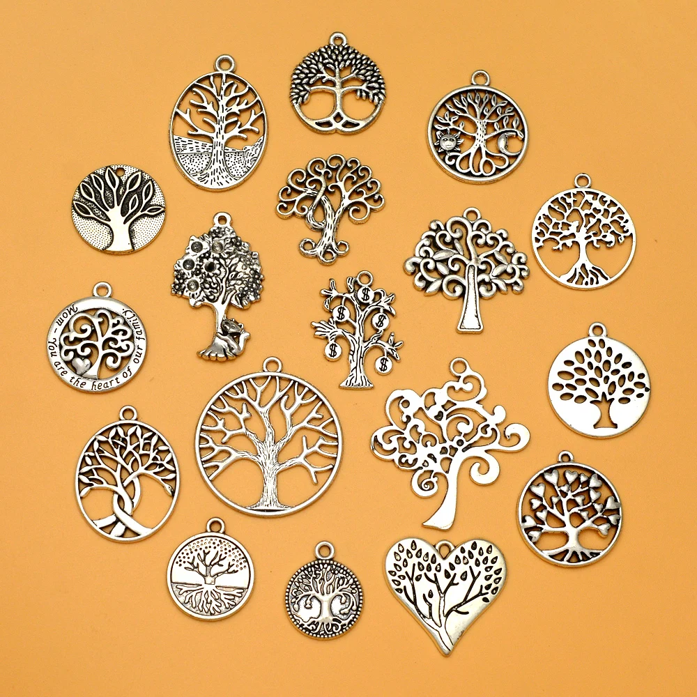 10pcs/lots Antique Tree Of Life Charms Family Plants Pendants For Diy Keychain Jewelry Making Findings Supplies Accessories