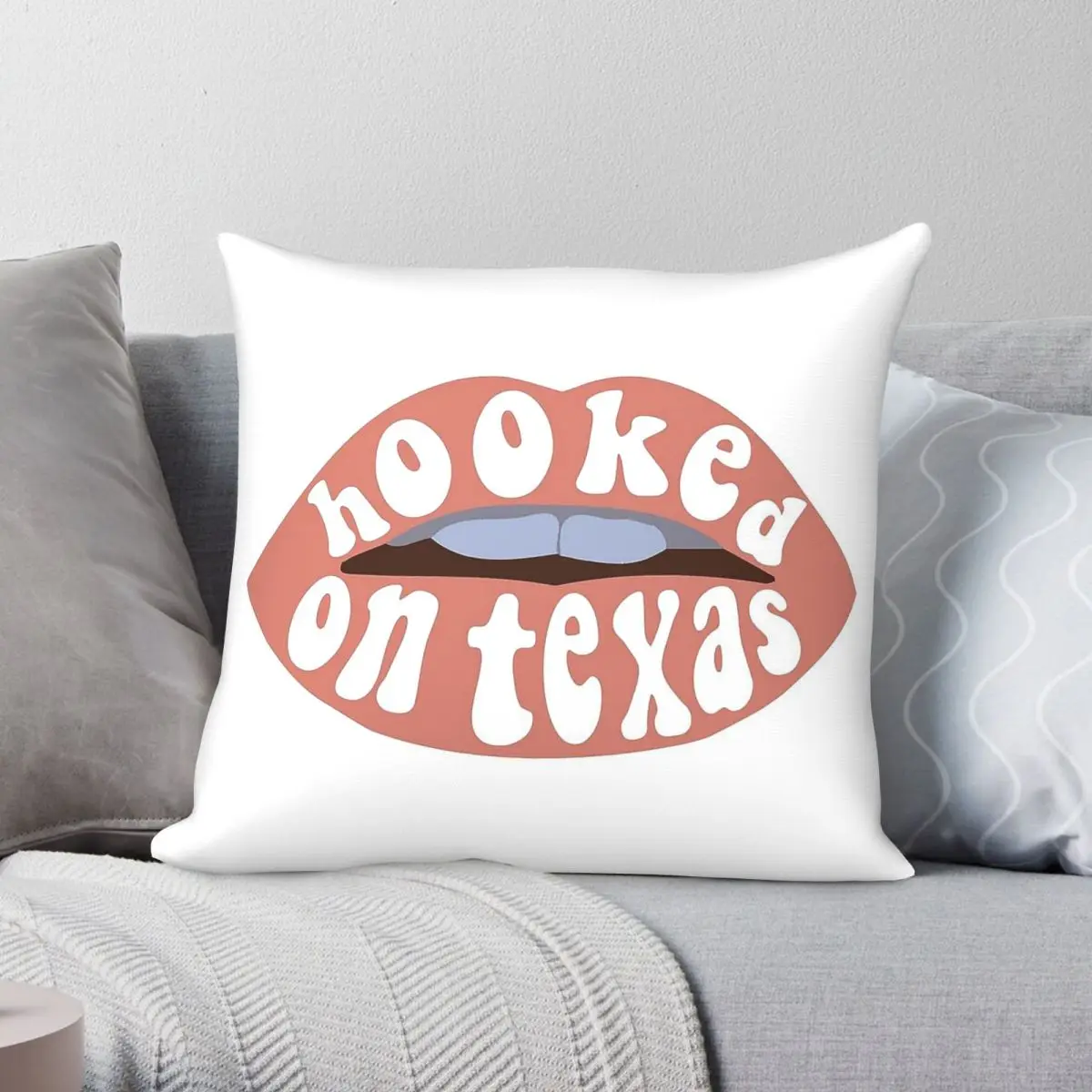 Texas Hooked Lips Square Pillowcase Polyester Linen Velvet Creative Zip Decorative Pillow Case Sofa Seater Cushion Cover