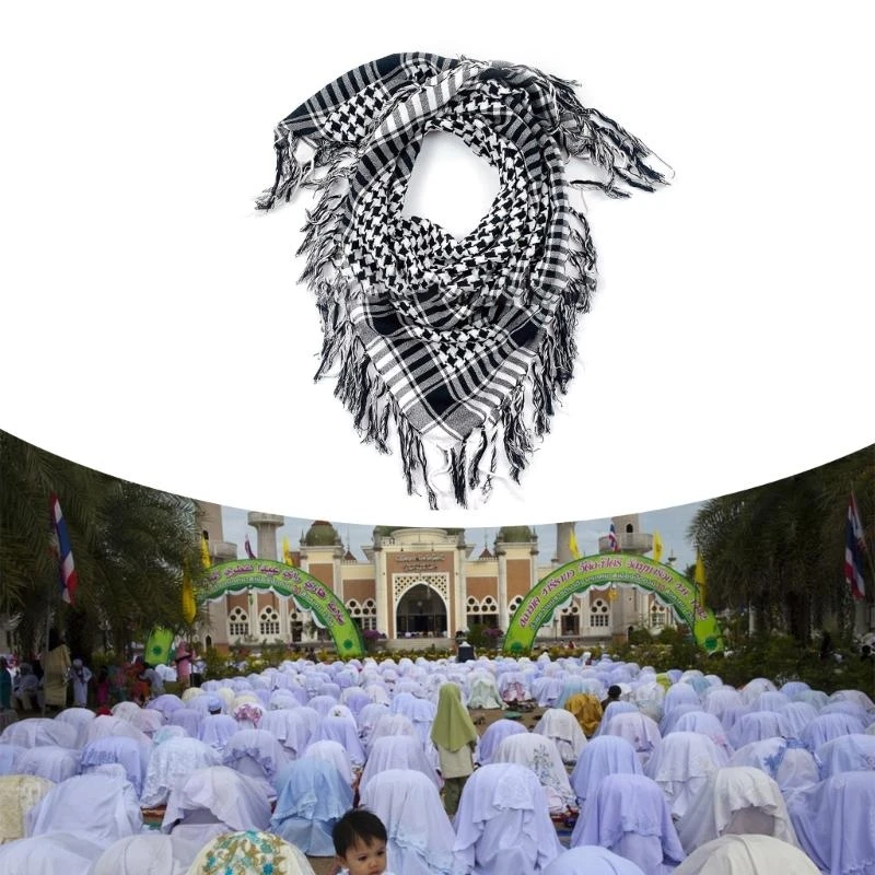 

Fashion Adult Keffiyeh Headscarf with Lattice Pattern Arab Headscarf Tactically