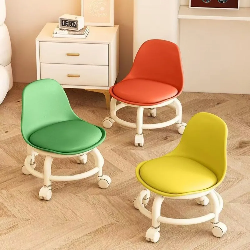 Petit Tabouret Universel à Roues, Imperméable, Mobile, Piste Basse, avec Dossier, Coussin de Siège Parfait, Tabouret Rond, Accessoires Ménagers