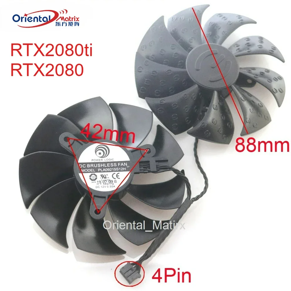 2pcs/lot PLD09215S12H 12V 0.55A 88mm 4Pin For EVGA RTX2080ti RTX2080 2070 SUPER XC GTX1660 XC Ultra Graphics Card Cooling Fan