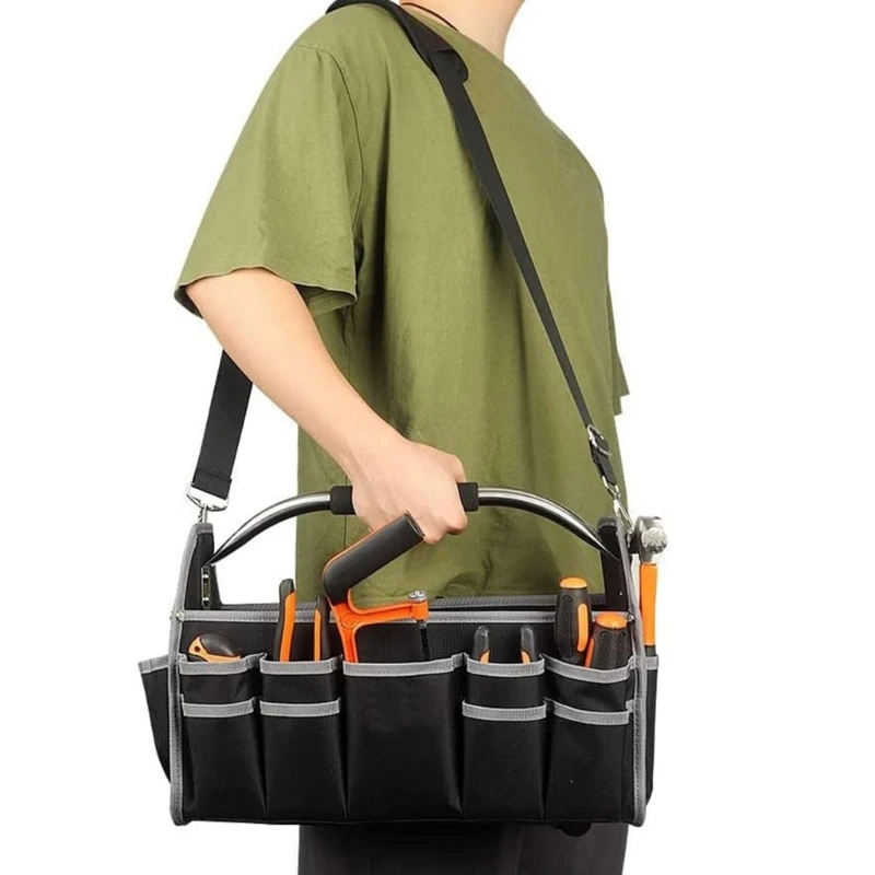 

16inch Tool Bag Heavy Duty Tool Bag with Adjustable Shoulder Strap Wide Mouth Tool Bags Large Capacity