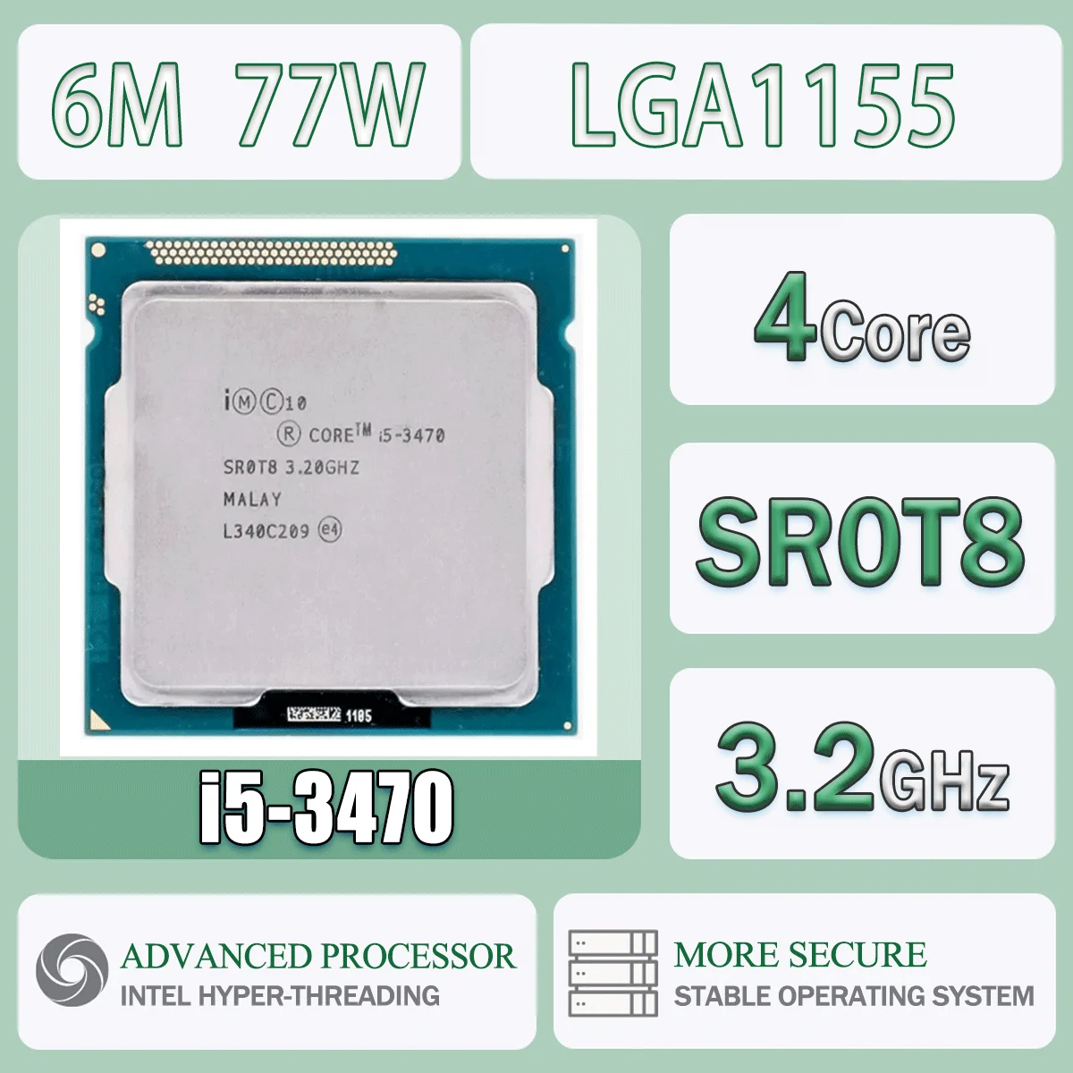 Xeon I5-3470 3.2 جيجا هرتز SR0T7 SR0T8 رباعي النواة 6 متر 77 واط معالج وحدة المعالجة المركزية للكمبيوتر خادم I5 3470 حزمة LGA 1155
