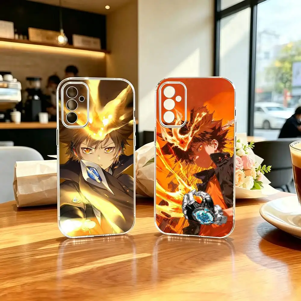 Intense battles Anime H-HITMAN REBORN  Stand Phone Case Transparent TPU For Samsung A71, A70, A52, A51, A40, A30, A20