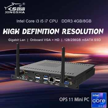 OPS11 Mini PC with i3 i5 i7 Processor 4GB 8GB RAM 128GB 256GB SSD, Support Windows 10 WiFi Gigabit Ethernet VGA HDMI Display