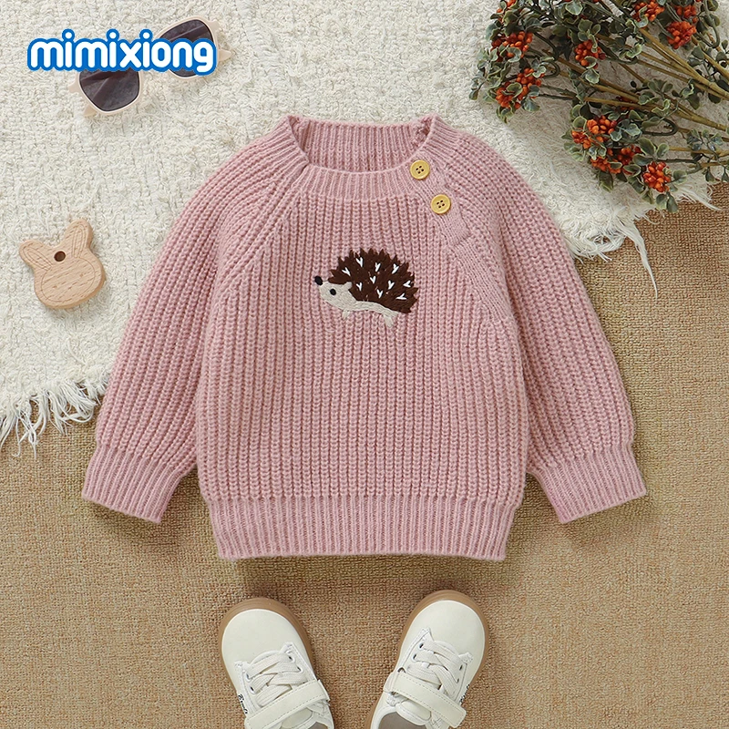 

Pink Baby Girls Sweaters Tops Spring Autumn Casual Long Sleeve Newborn Infants Toddler Crew Neck Knitwear Pullovers 1-3Y Clothes
