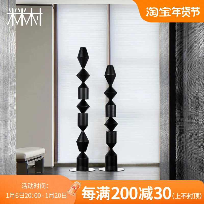 Endless Pillar Creative wood carving floor-to-ceiling ornaments Hotel sales office Model room Entrance Decorative