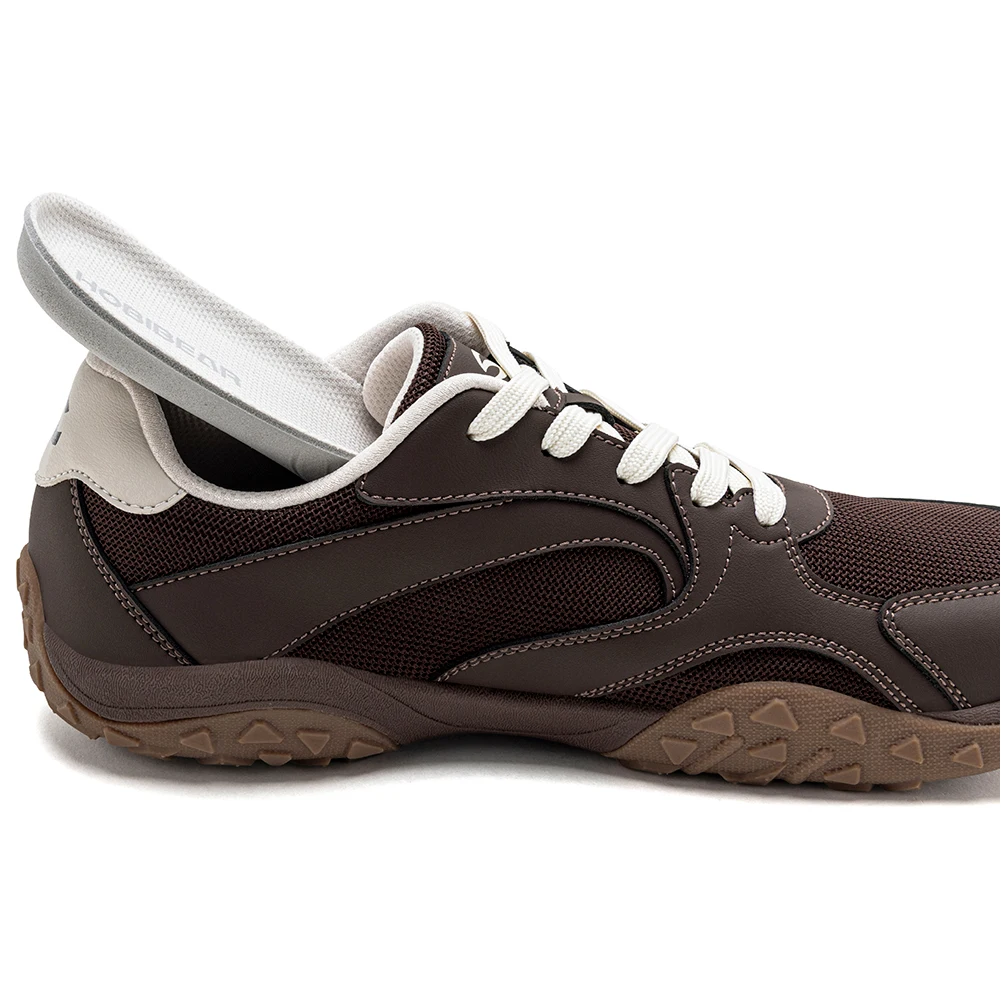 HOBIBEAR Unisex-Wanderschuhe mit breiter Zehenbox, Schnür-Wanderschuhe, Outdoor-Reise-Sneaker aus Kunstleder und Mesh, minimalistische Sneaker – Detail 14