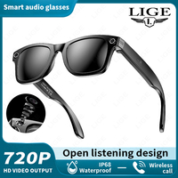 LIGE Smart Glasses with Camera Bluetooth Call Music Touch Sunglasses AI Voice Assistant Video Sound Record Anti-Blue UV Glasses