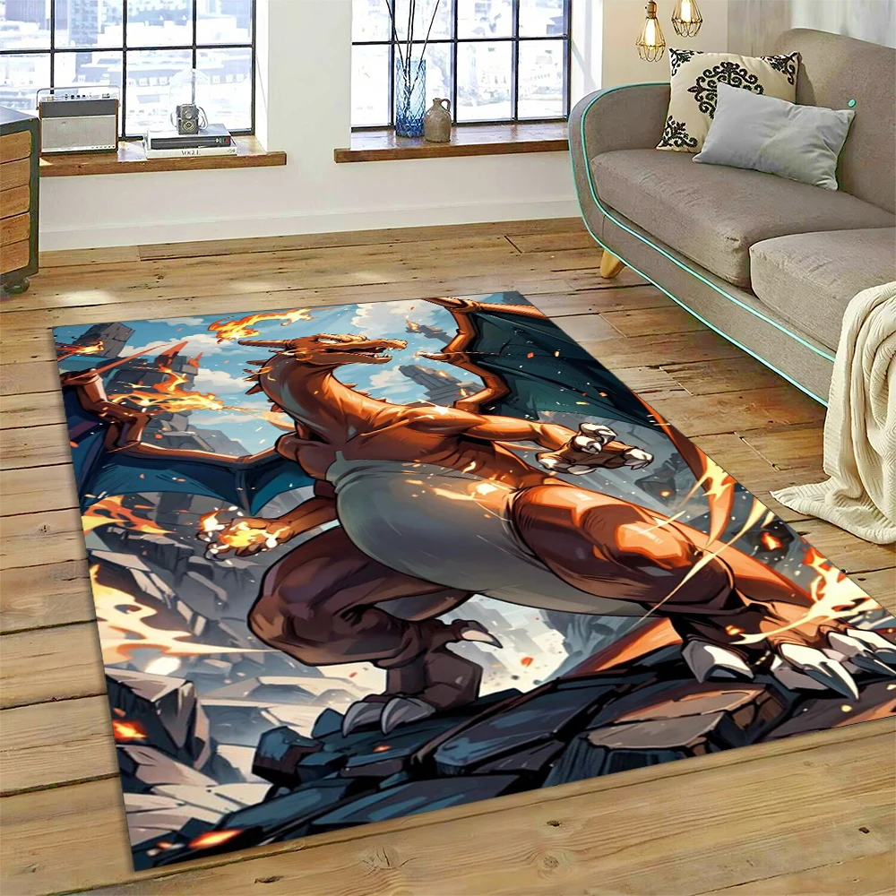 27 estilos Charizard Charmander Fire Pokemon dibujos animados Dracaufeu alfombra para dormitorio sala de estar decoración del sofá del hogar, alfombra de suelo
