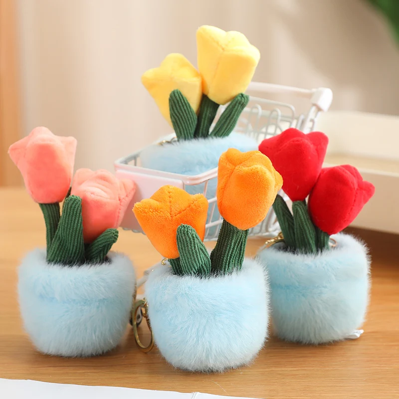 Cartoon Cute Hot Sale Cake Plush Doll Pendant Succulent Flower Tulip Plant Potted Plush Toy Home Decoration Gift For Children