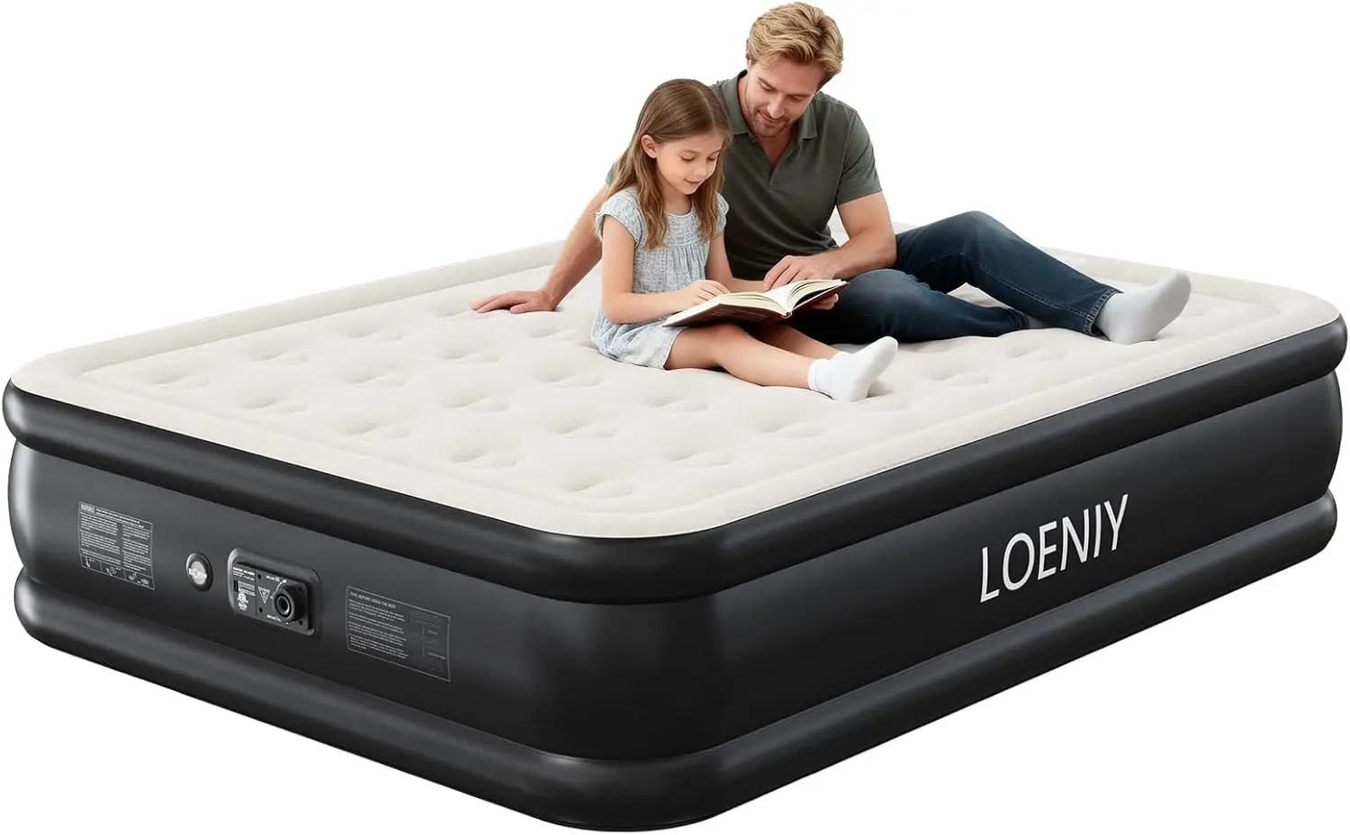 

Надувной матрас Queen-размера 18 дюймов с встроенным насосом, надувание за 3 минуты, нагрузка до 800 фунтов, флокированная поверхность для дома и гостей