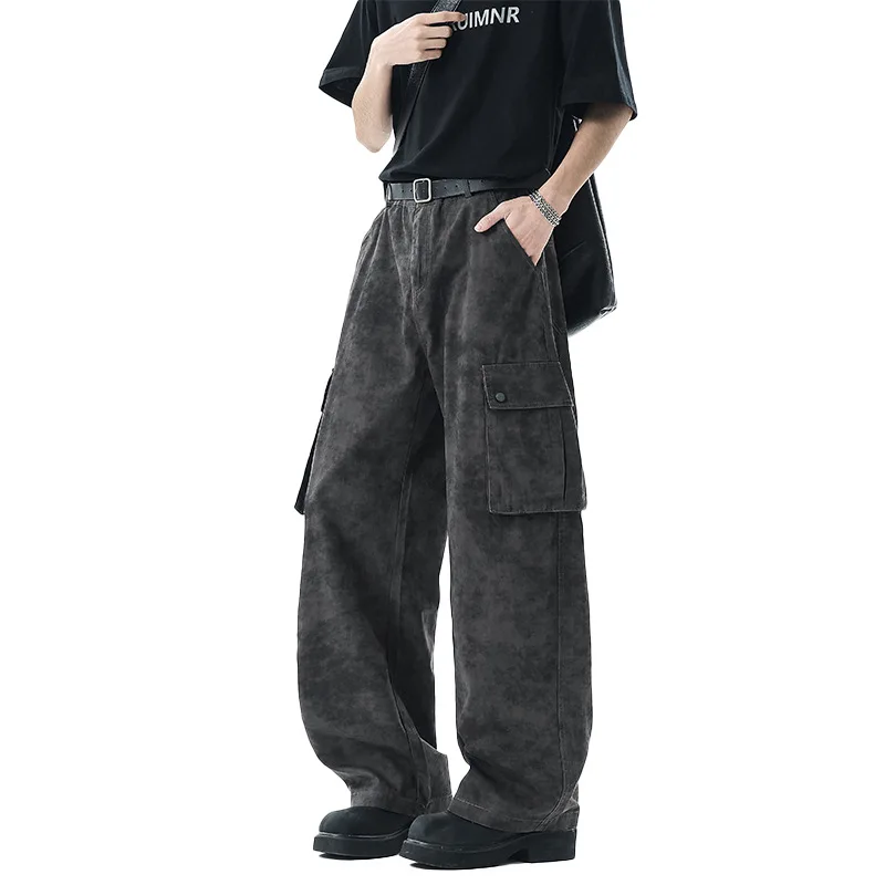 Men's White Baggy Jeans Dirty Printed Grunge Y2K Loose Straight Denim Pants Harajuku Oversized Streetwear Jeans Trousers Male