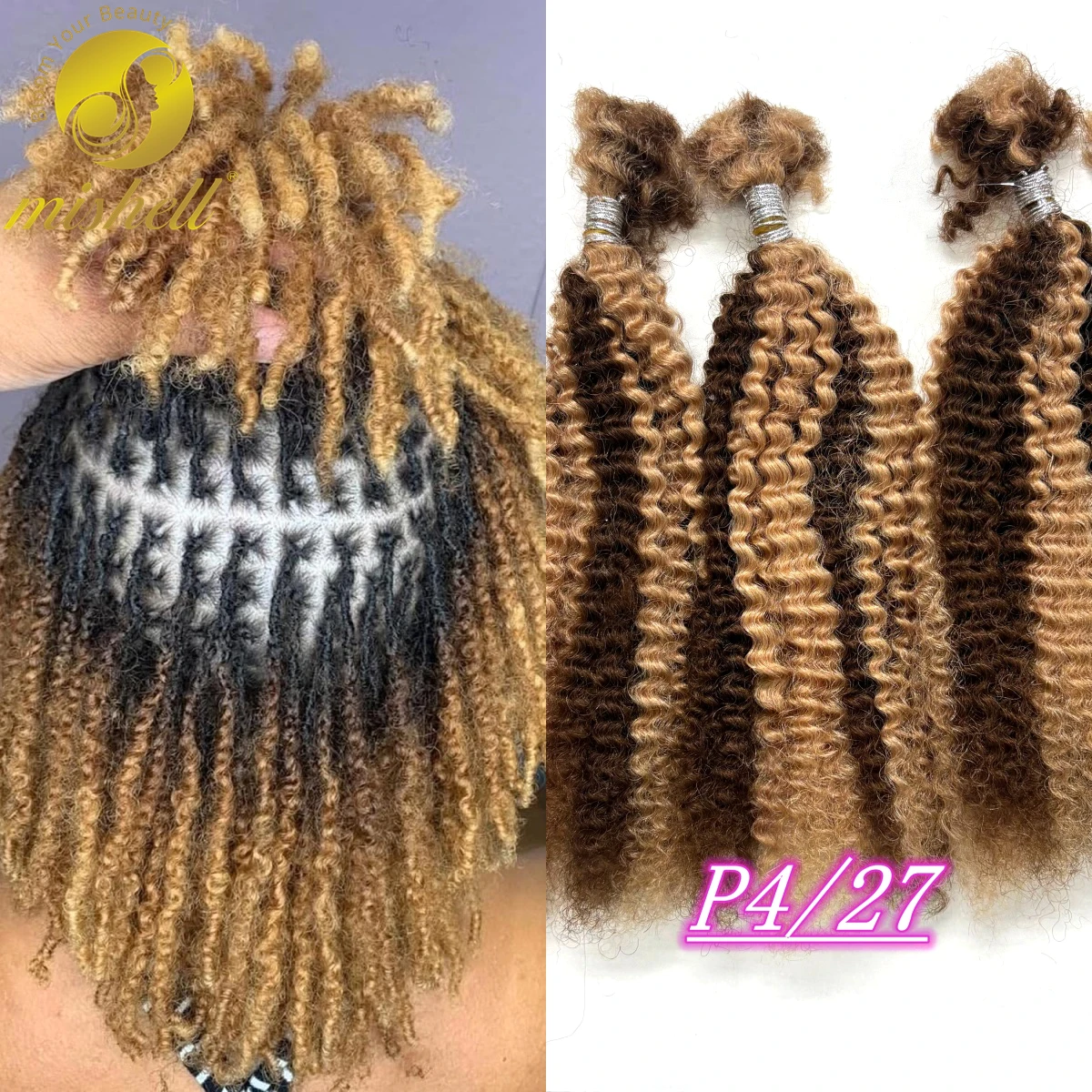 30g-pack-p4-27-highlight-afro-kinky-curly-human-hair-bulk-extensions-no-weft-for-permanent-micro-locs-twists-braids-repair-locs
