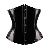 Corsé debajo del busto de PVC brillante para mujer, Tops de cuero gótico, Cincher de cintura, Steampunk, talla grande