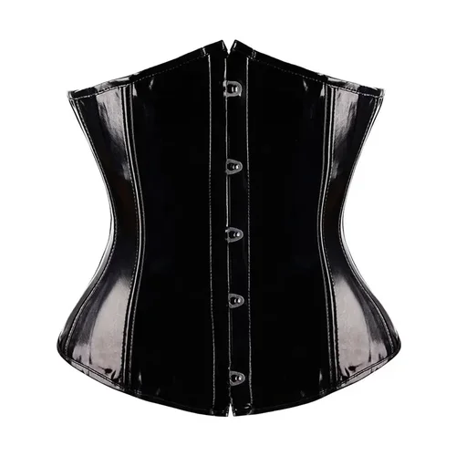 Corsé debajo del busto de PVC brillante para mujer, Tops de cuero gótico, Cincher de cintura, Steampunk, talla grande