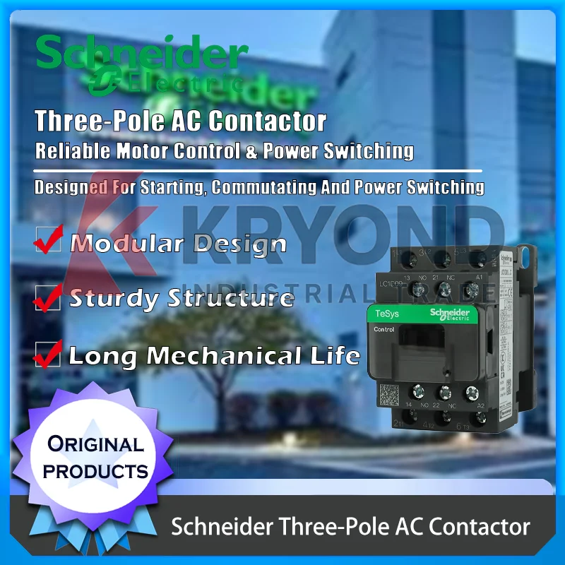 Schneider Three Pole AC Contactor for Motor Control Power Distribution and Automation Systems