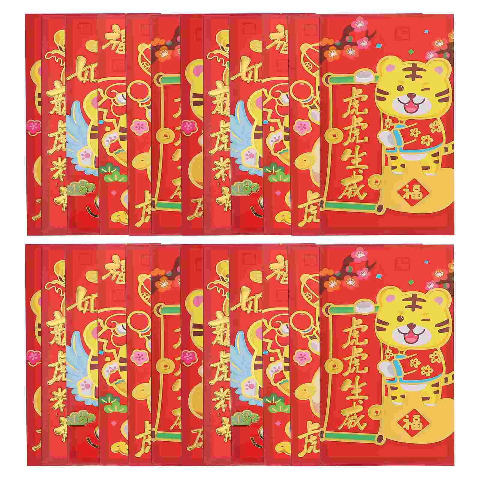 36 Pcs Year of The Tiger Cartoon Red Envelope Spring Festival Money Envelopes New Gift Packets Chinese Paper