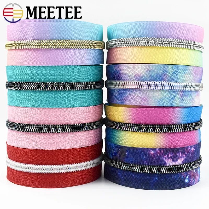 1-10Meter 5# Nylon Zippers Tape Per Meter Bag Pocket Zipper Jacket Shoes Plastic Zips Repair Kits DIY Sewing Garment Accessories