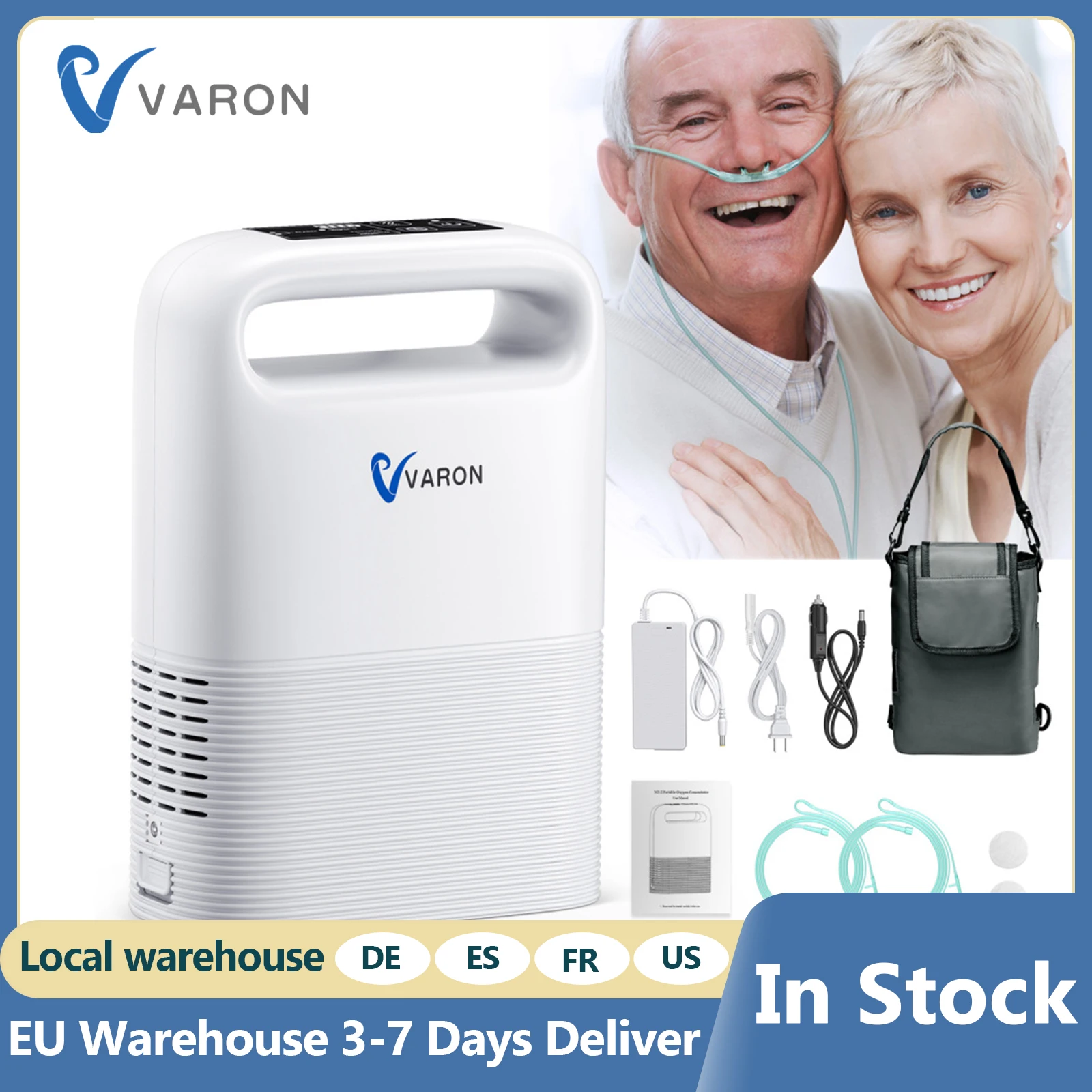 Varon 1-5L/min  93% Purity Automatic Dual Oxygen Delivery Modes Portable Travel And Home Use Rechargeable Oxygen Generator