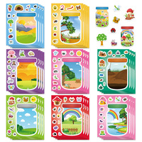 8/16PCS Cartoon Outdoor Bottle World Puzzle Stickers Animal Children Puzzle Fun Toys Landscape Stickers