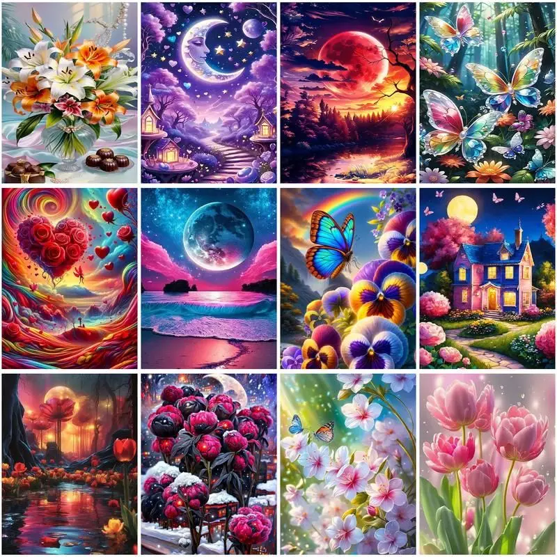 

CHENISTORY Diamond Painting Full Square Flowers Fantasy Landscape 5D Diamond Embroidery Mosaic Kits Art Home Decoration