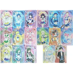 17Pcs/set Anime Girls Tsukino Usagi Chibiusa Hino Rei Aino Minako Color Flash Cards Game Anime Collection Cards Gift Toys