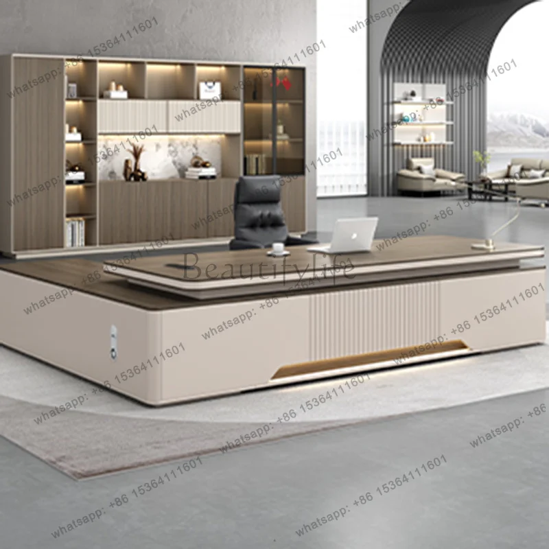 Wooden Executive Office Desk Standing Study Lshaped Office Desk Space Saving Design
