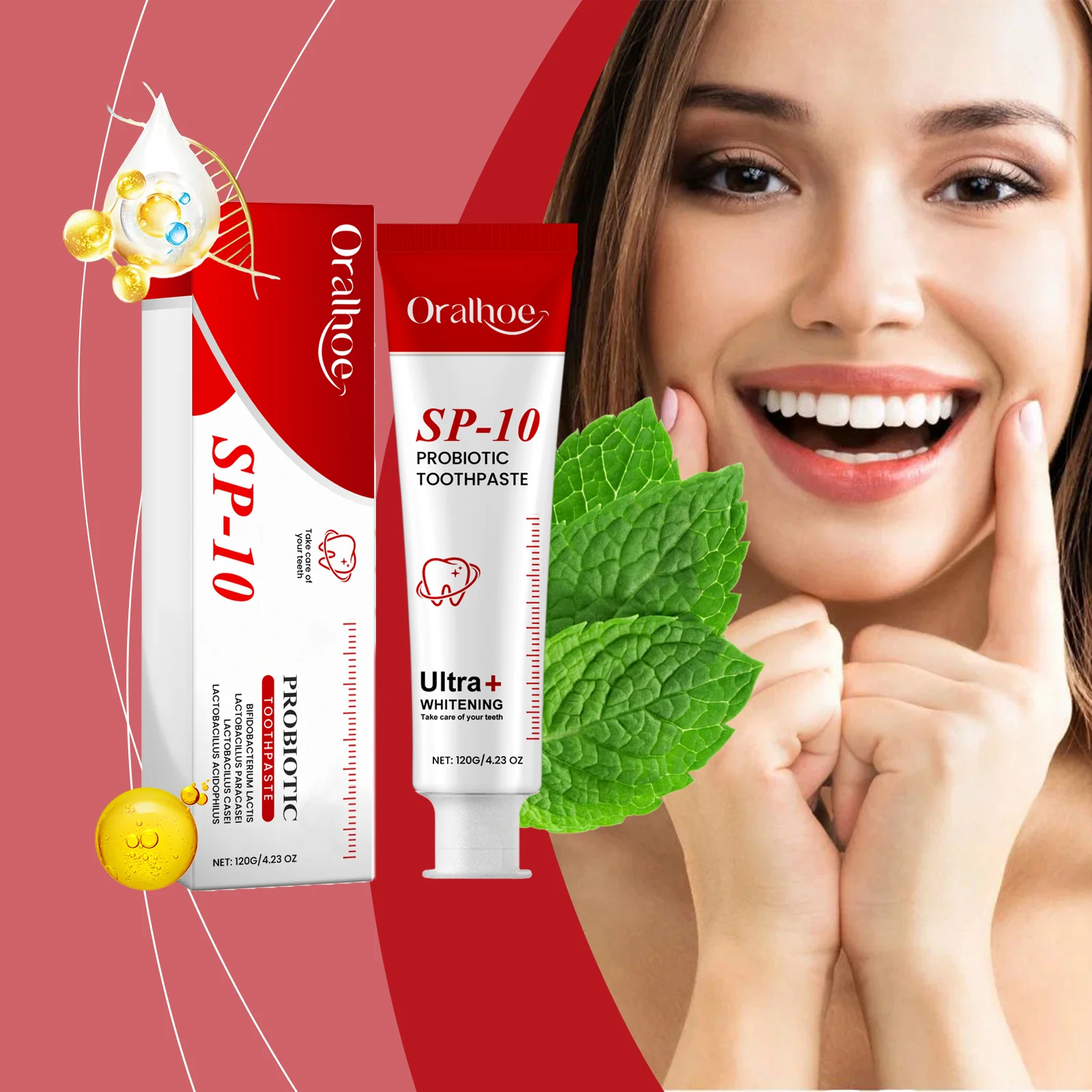 Oralhoe Probiotic Toothpaste Gentle Teeth Cleaning Breath Freshener Oral Care For Daily Hygiene Fresh Mint Flavor