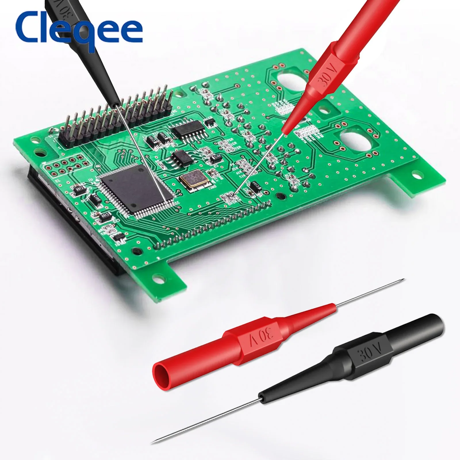 Cleqee P5007 Pro 15 Uds Kit de sondas traseras sondas de prueba con enchufe de 4mm 3 tipos de agujas de perforación de alambre Kit de herramientas