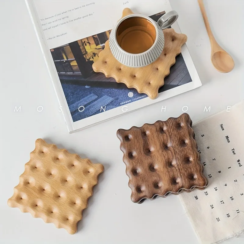 Walnut Wood Biscuit-Shaped Coaster - Heat-Resistant Insulation Pad for Tea, Coffee Cups & Mugs - Perfect for Dining Decor