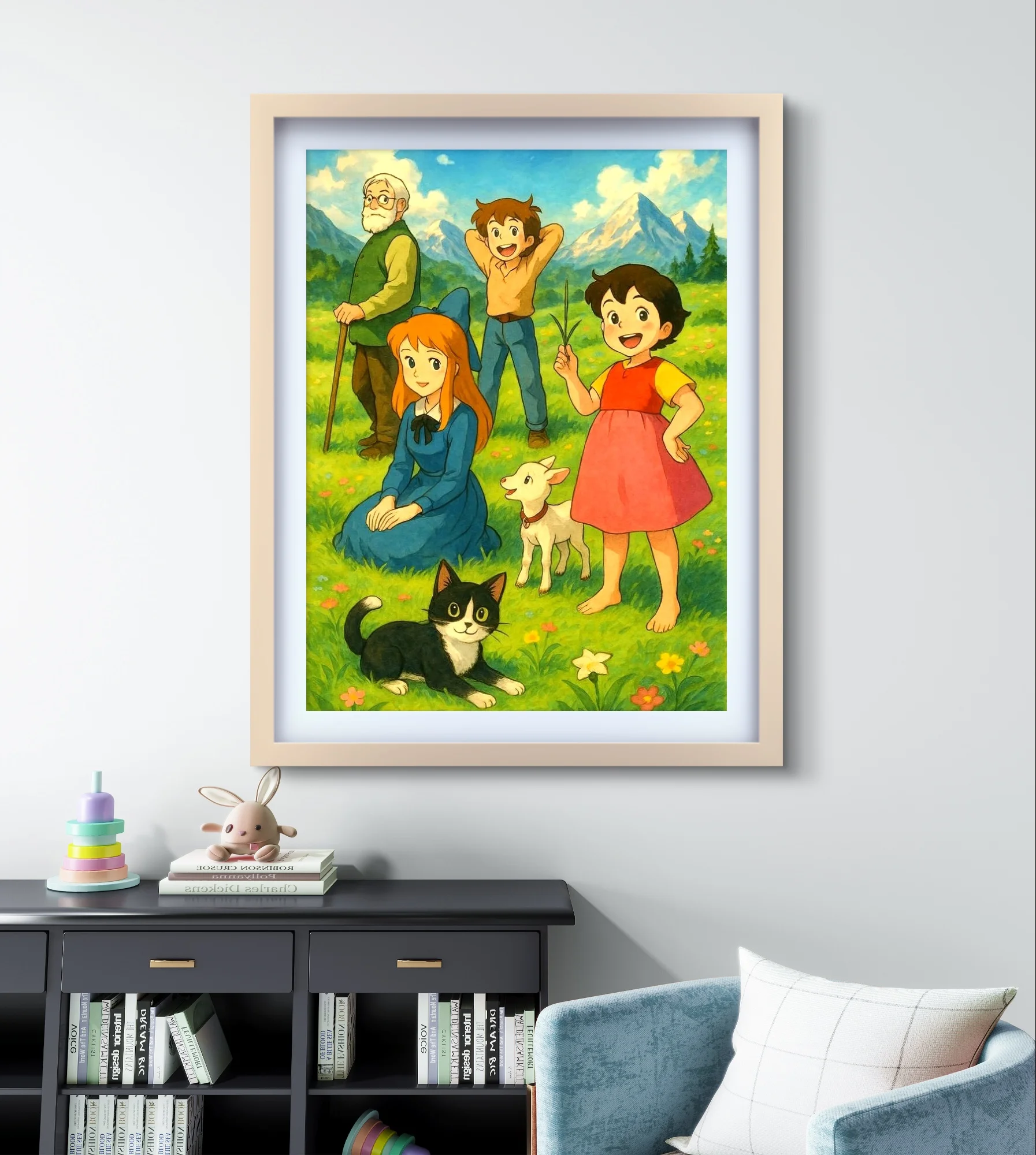 الأبرياء ولطيفة القلب فتاة هايدي الكرتون نمط الجدار ملصق فني HD طباعة فرملس قماش اللوحة ديكور غرفة المعيشة المنزلي #2