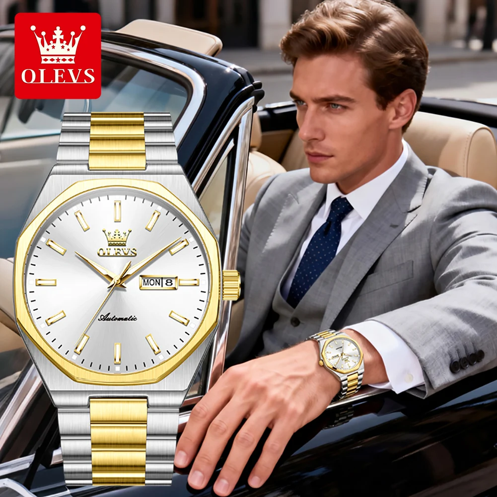 OLEVS 6786 Brand original authentic watches for man Men's automatic mechanical watch stainless steel strap waterproof business