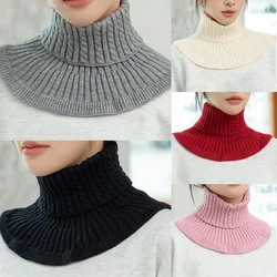 Cuello falso de punto cálido para mujer, cuello de tortuga con volantes, cuello falso de punto, calentador de cuello desmontable, collares falsos a prueba de viento, Invierno