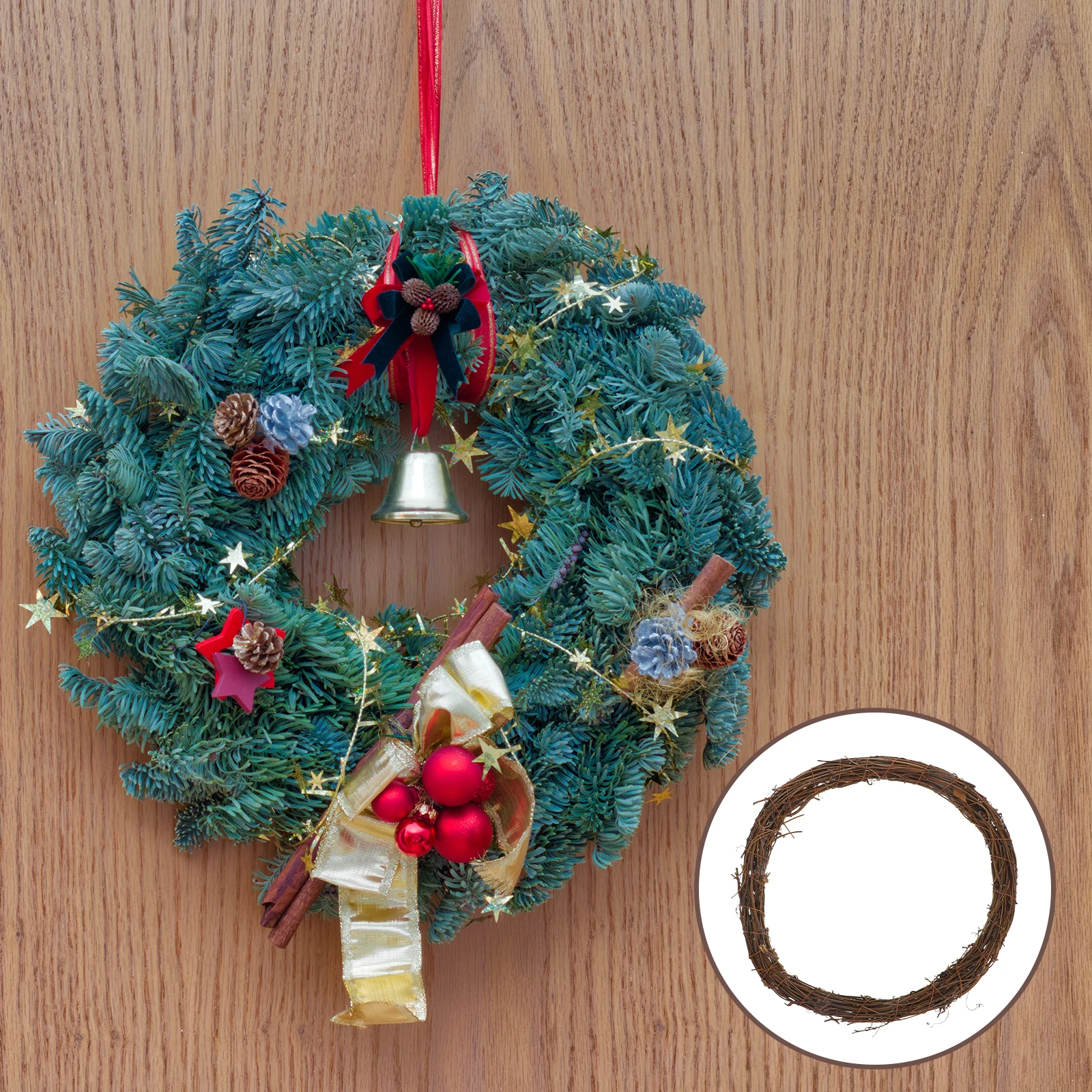 

35Cm Natural Rattan Frame Diy Twig Vine Wreath For Christmas Holiday Party Decorations Decorative Wreath Form Ring