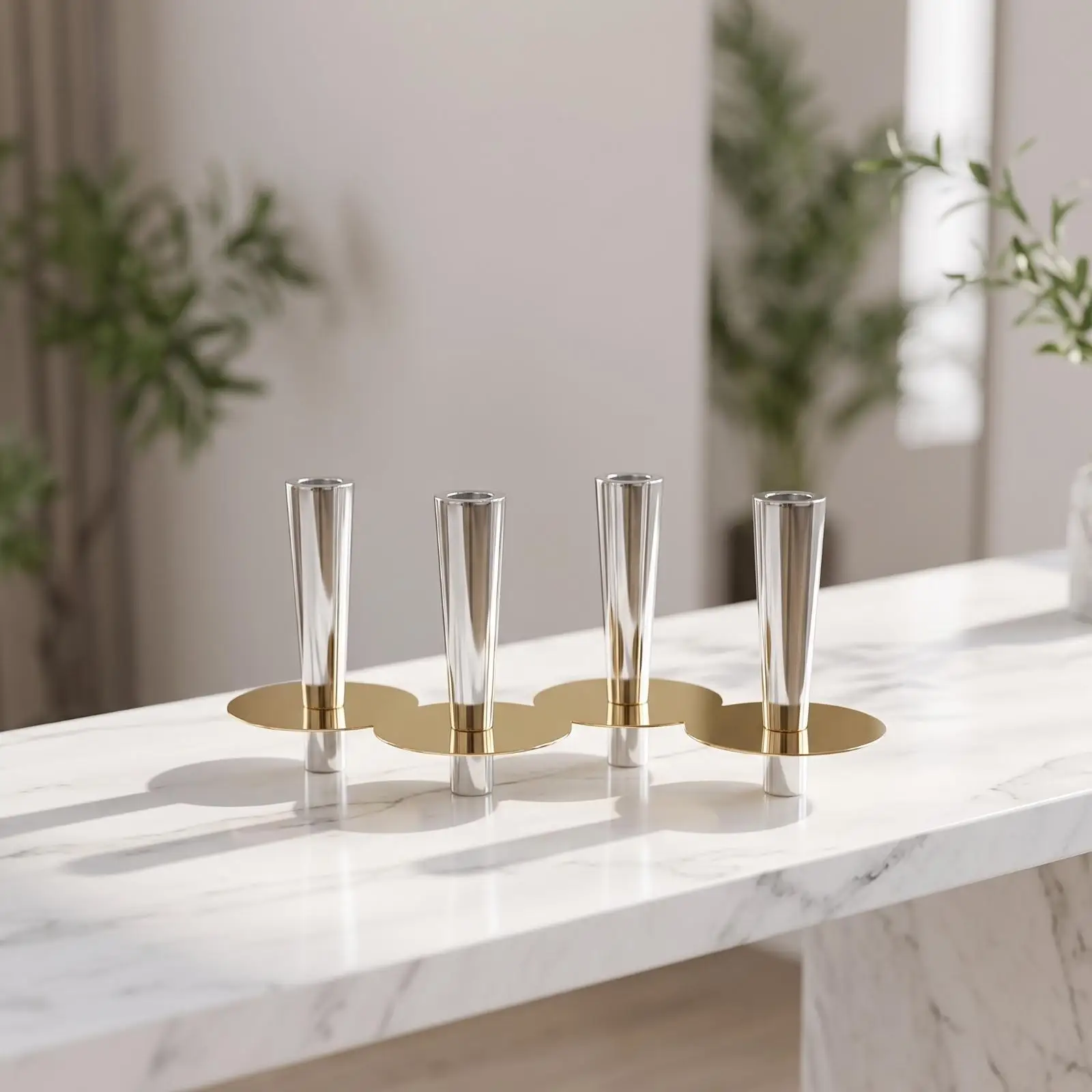 Geometric Candle Holder Stand Stainless Steel Tabletop Decor for Dining Room Center Table Decoration Luxury