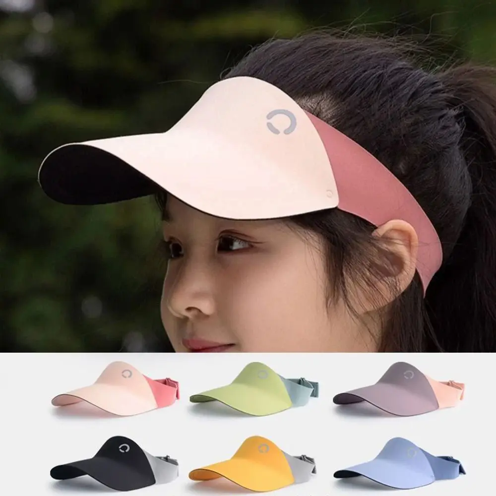 

Fashion Contrast Color Kids Sun Hat Breathable Wide Brim Empty Top Cap UV Protection Adjustable Beach Hats Outdoor
