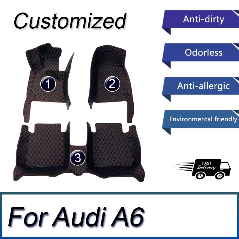 Tappetini auto personalizzati in pelle artificiale per Audi A6 Avant 4 g5 4GD C7 A6 Allroad 4GH 4GJ 2007-2018 anni dettagli interni