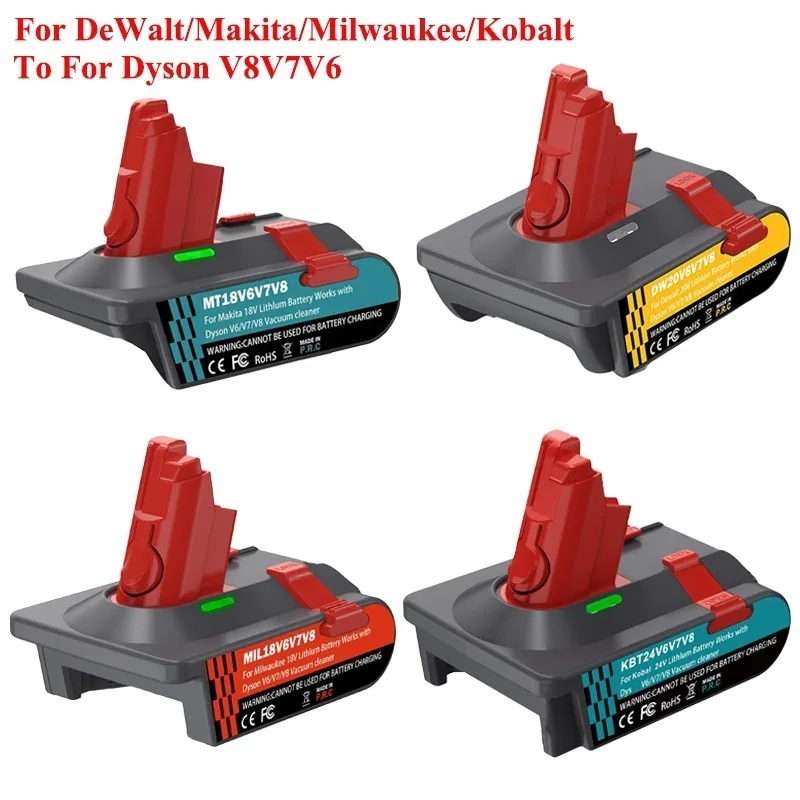 Adapter Converter for DW/Makita/Milwaukee/Kobalt 18/20V Li-ion Battery Compatible with For Dyson V6V7V8 Series Vacuum Cleaners