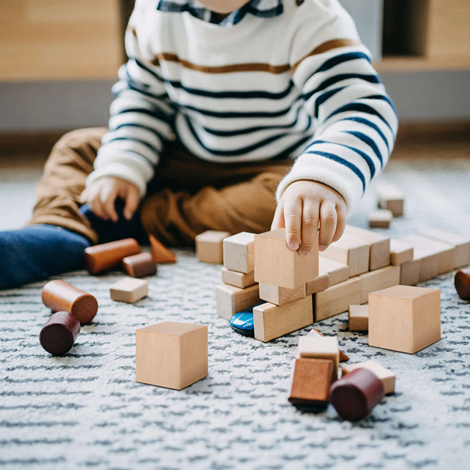 10 ชิ้น บล็อกไม้สน งานฝีมือ DIY แบบยังไม่เสร็จ ปลอดภัย ทนทาน เหมาะสำหรับเด็ก พื้นผิวเรียบ บล็อกไม้