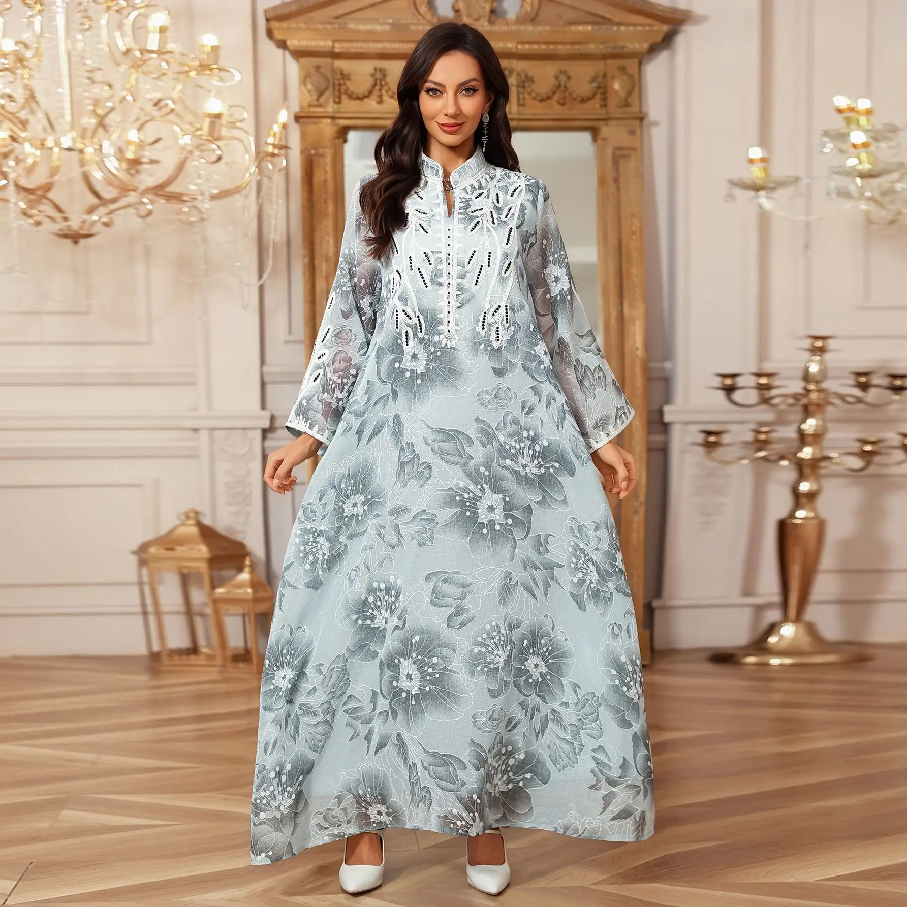 

Женское платье-абайя с вышивкой, коллекция Весна-Лето 2026, мусульманский наряд