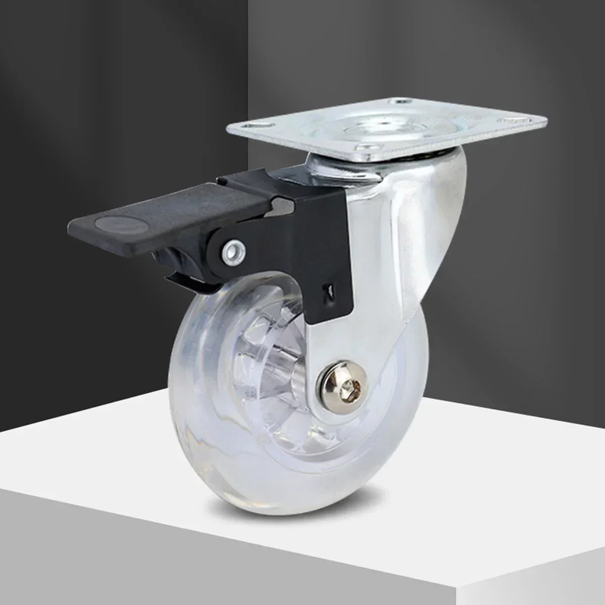 4Pcs 2 Inch M8x15mm   Casters Office Chair Caster Wheel Clear Swivel Casters with Brake for Sofa Chair Cabinet
