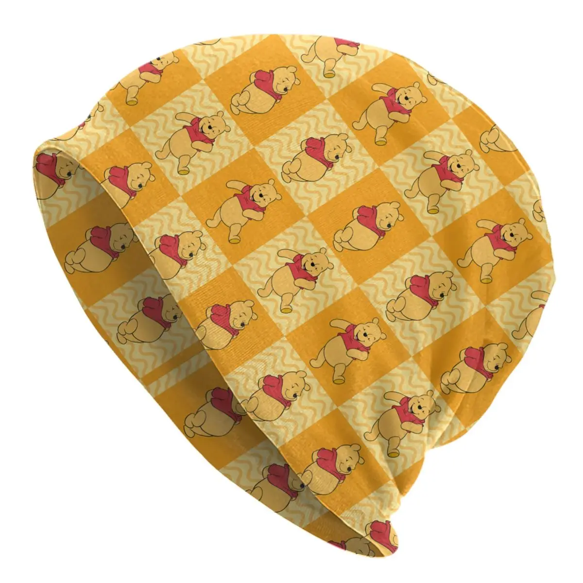 

Custom Winnie Pooh Animal Bonnet Hats Cool Knitted Hat For Women Men Warm Winter Adorable Yellow Bear Skullies Beanies Caps