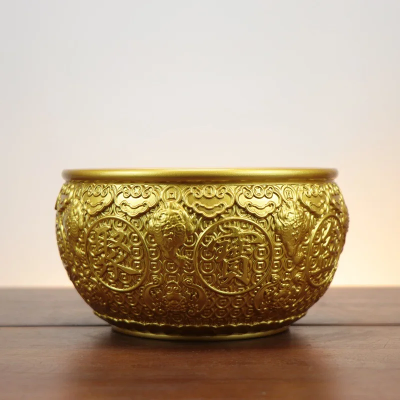 Brass golden toad , twelve zodiac signs ornament, coin spinning treasure bowl, metal craft