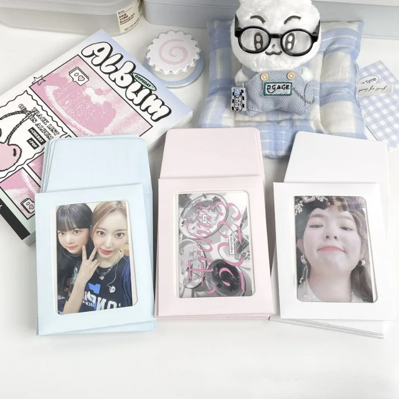 10pcs Korean Ins Cream Color Transparent Window Card Holder Kpop Star 3 Inch Photo Card DIY Storage Bag Kawaii Girl Card Sleeve