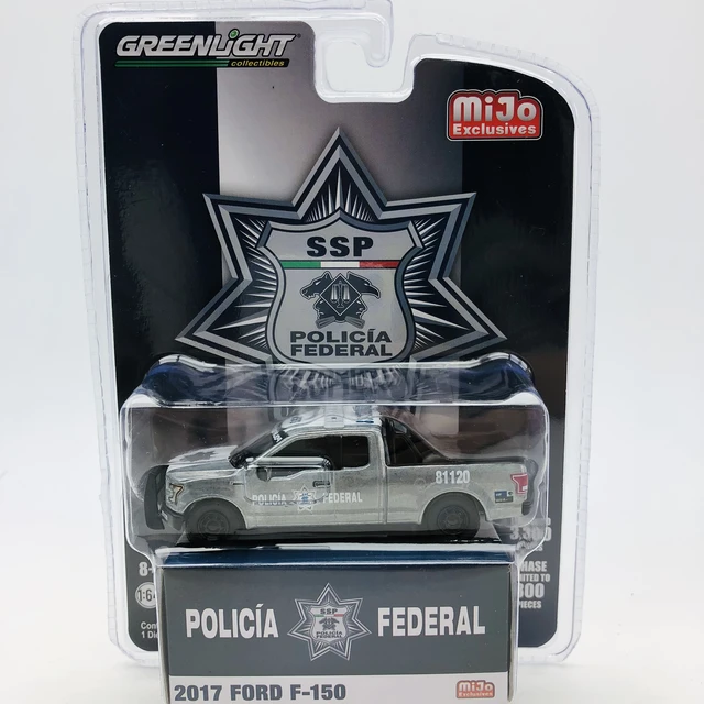 1/64グリーンライト2017フォードF-150メクカン警察ピックアップmijo限定コレクションディーキャスト合金カーモデル