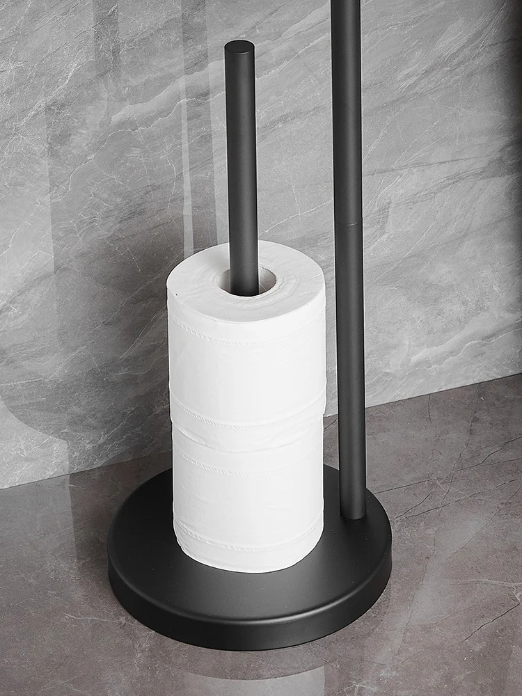 Toilet Tissue Holder Creative and Slightly Luxury Stainless Steel Punch-Free Toilet Paper Roll Holder Vertical Floor-Standing