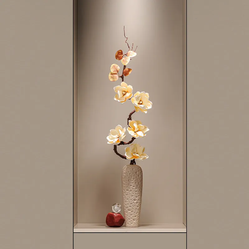Ceramic vase ornament entrance living room gourd magnolia flower decoration housewarming opening gift