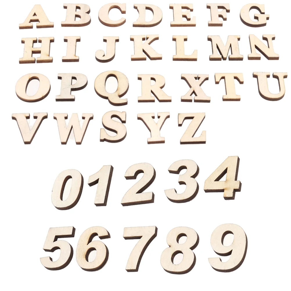 

36 Pcs Wooden Alphanumeric Letters Numbers DIY Self Adhesive Decoration Accessories Chips Smooth Finish H made Crafts Supplies