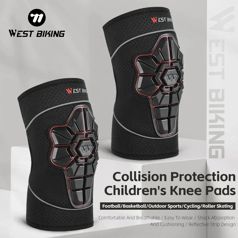 

WEST BIKING Children Knee Pads Thicken Shock Absorption Brace Protector Kids Sports Gear for Roller Skating Running Bike Scooter